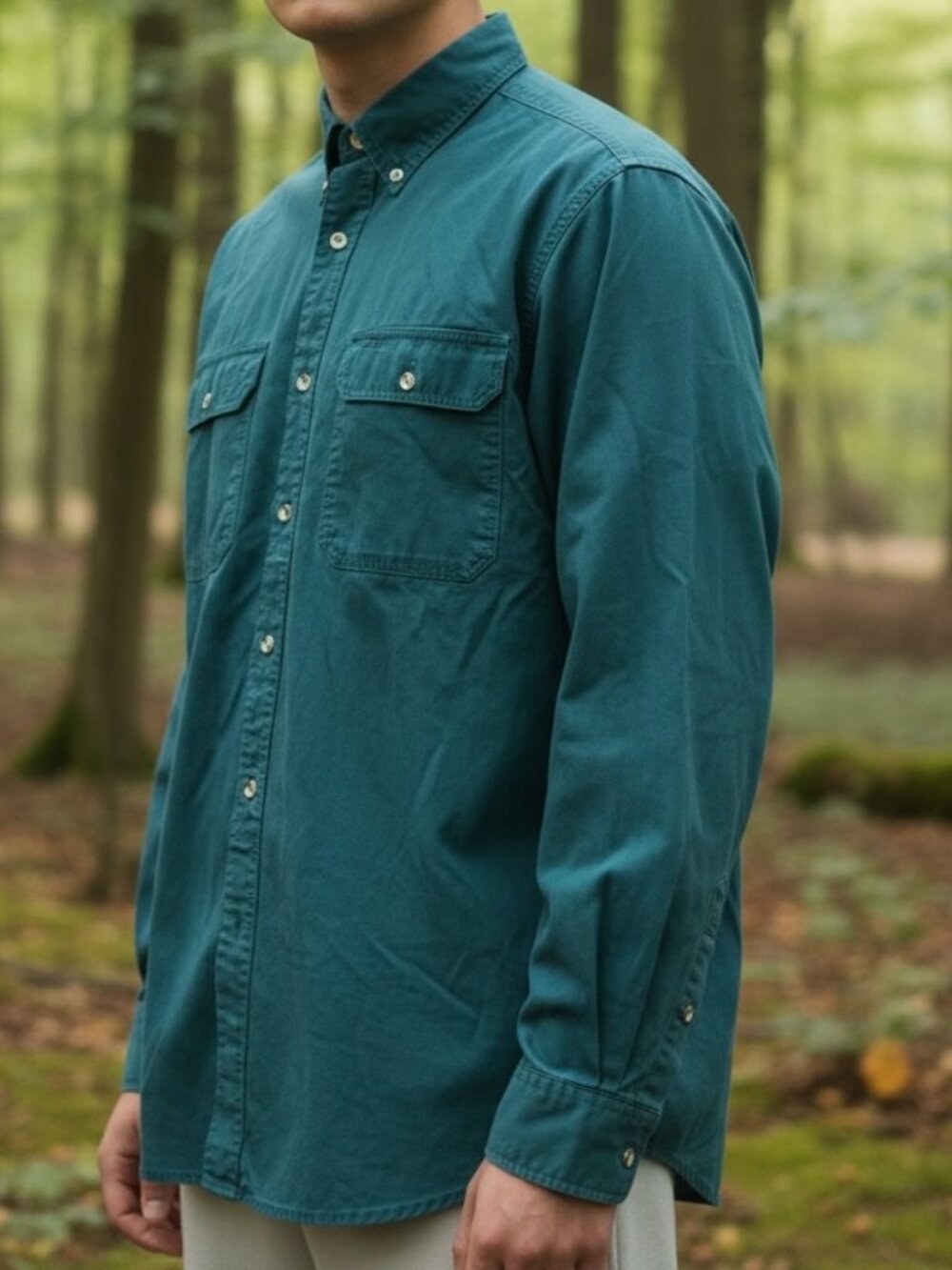Wrangler Rugged Wear Men’s XL western style work shirt turquoise long sleeve